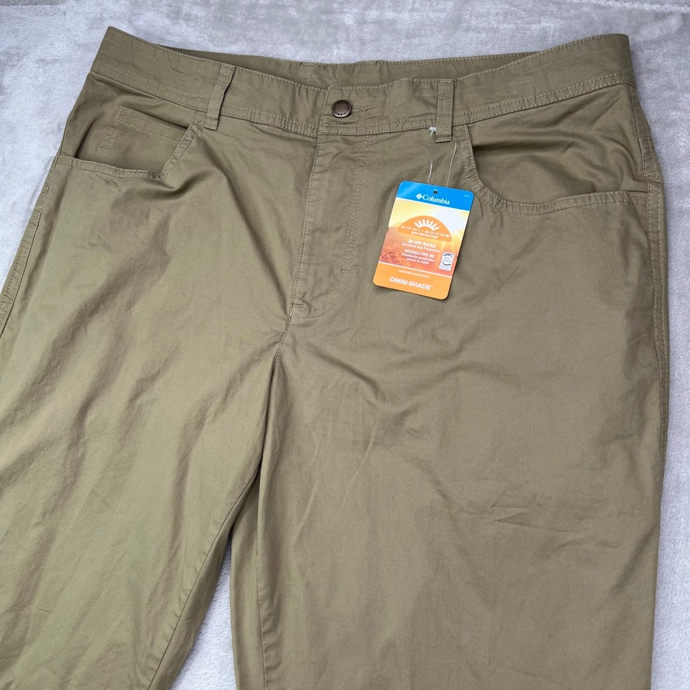 Columbia Rapid Rivers Pant Mens 40x30 Flax Solid Regular Fit Straight UPF 50